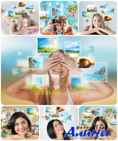 Portrait of Young Woman with Travel Vacation Memories