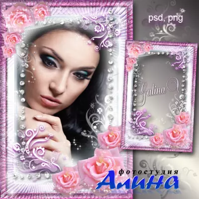 Цветочная рамка - Сияющие розовые розы